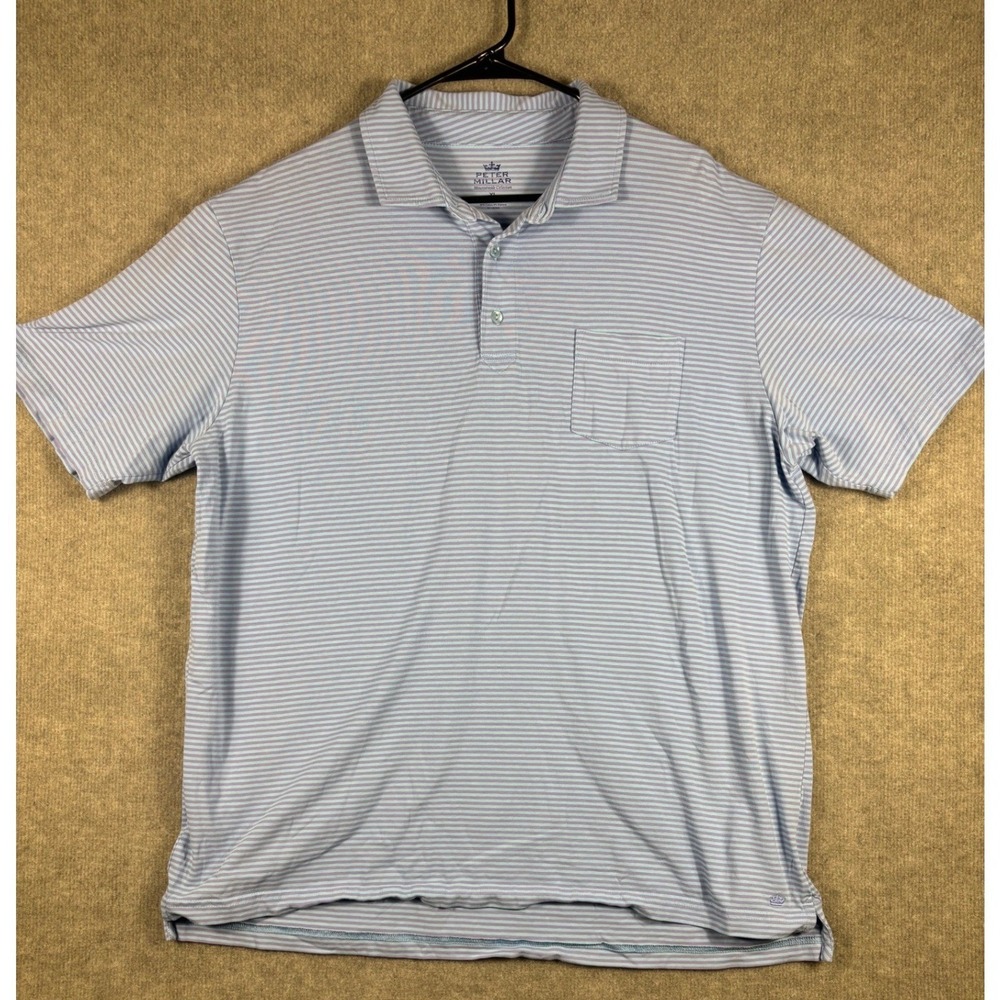 Peter Millar Mountainside Collection Polo Striped Pocket XL Blue Purple‎